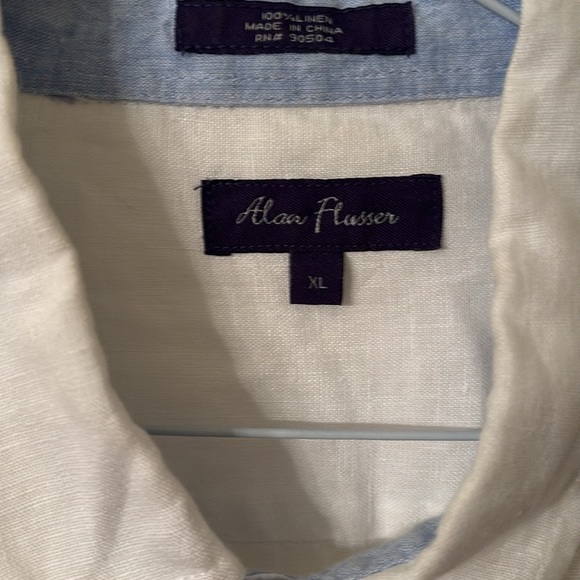 Alan Flusser 100% linen white shirt in XL - Picture 2 of 5